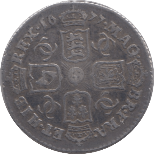 1677 SIXPENCE ( VF )