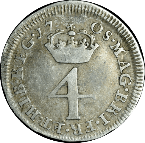 1708 MAUNDY FOURPENCE ( VF )