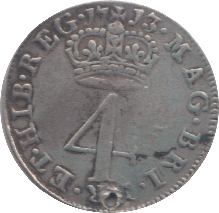 1713 MAUNDY FOURPENCE  HOLED ( GF ) 3