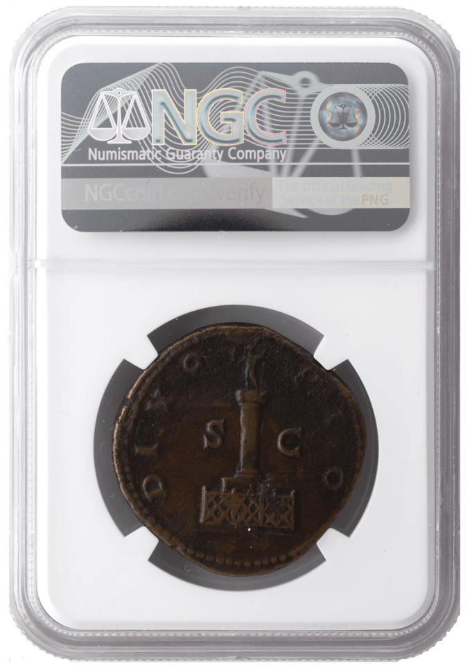 AD 138-161 ROMAN EMPIRE ANTONINUS PLUS AE SESTERTIUS POSTHUMOUS ISSUE (NGC) CH F - NGC CERTIFIED COINS - Cambridgeshire Coins