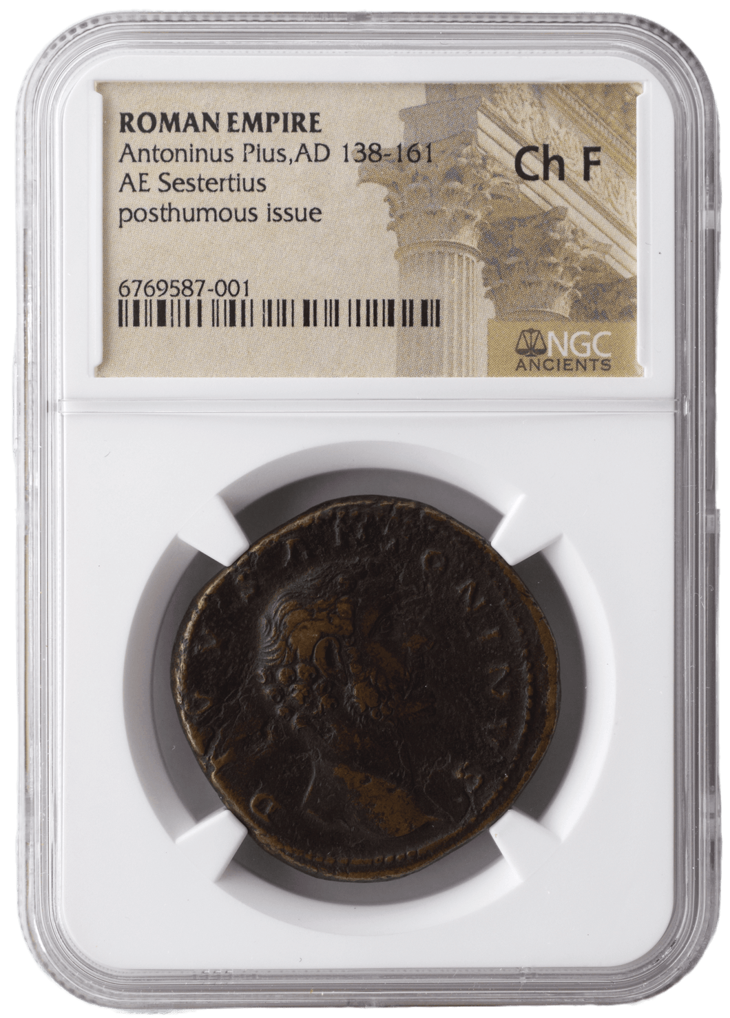 AD 138-161 ROMAN EMPIRE ANTONINUS PLUS AE SESTERTIUS POSTHUMOUS ISSUE (NGC) CH F - NGC CERTIFIED COINS - Cambridgeshire Coins