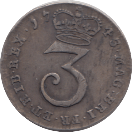 1743 MAUNDY THREEPENCE ( GVF )