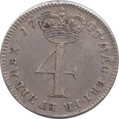 1743 MAUNDY FOURPENCE ( GVF )