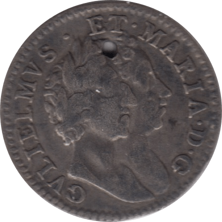 1689 MAUNDY FOURPENCE HOLED ( GF ) 1