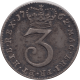 1762 MAUNDY THREEPENCE ( GVF ) 1