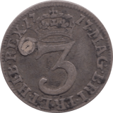 1717 MAUNDY THREEPENCE PLUGGED ( FINE )