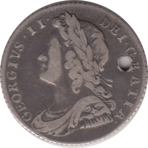 1728 SIXPENCE HOLED ( GF )