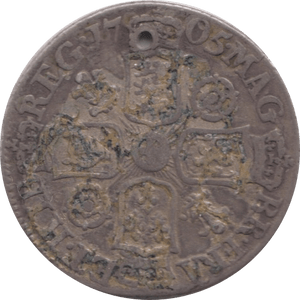 1705 SIXPENCE HOLED ( GF ) 1