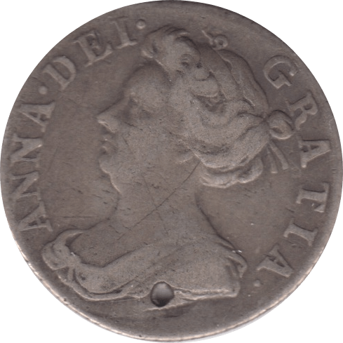 1705 SIXPENCE HOLED ( GF ) 1