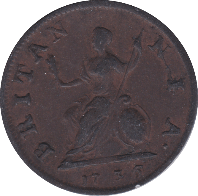 1736 FARTHING ( VF )