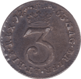 1763 MAUNDY THREEPENCE ( GVF ) B