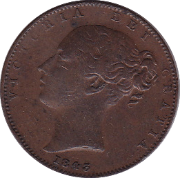 1843 FARTHING ( GVF ) - Farthing - Cambridgeshire Coins