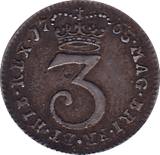 1763 MAUNDY THREEPENCE ( GVF )