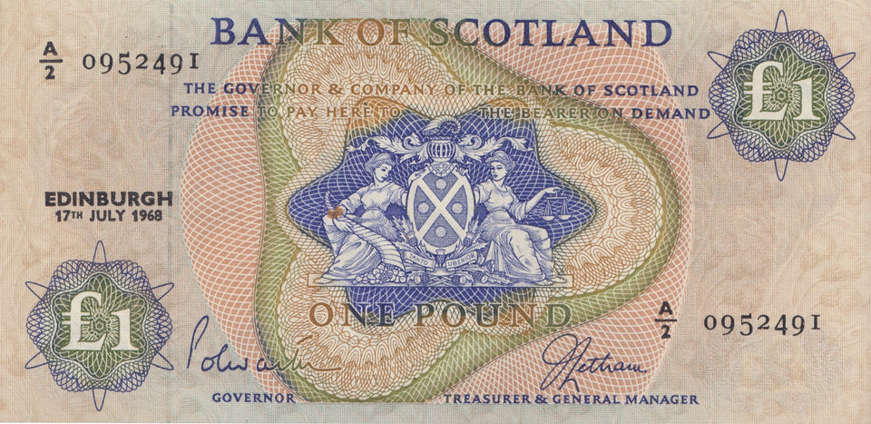 ONE POUND SCOTTISH BANKNOTE REF SCOT-19 - SCOTTISH BANKNOTES - Cambridgeshire Coins